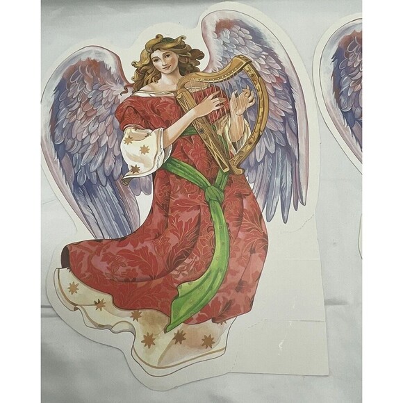 Vintage 2 Paper Magic Group Christmas Angel Playing Ark Die Cut Decoration 12” - Picture 4 of 14